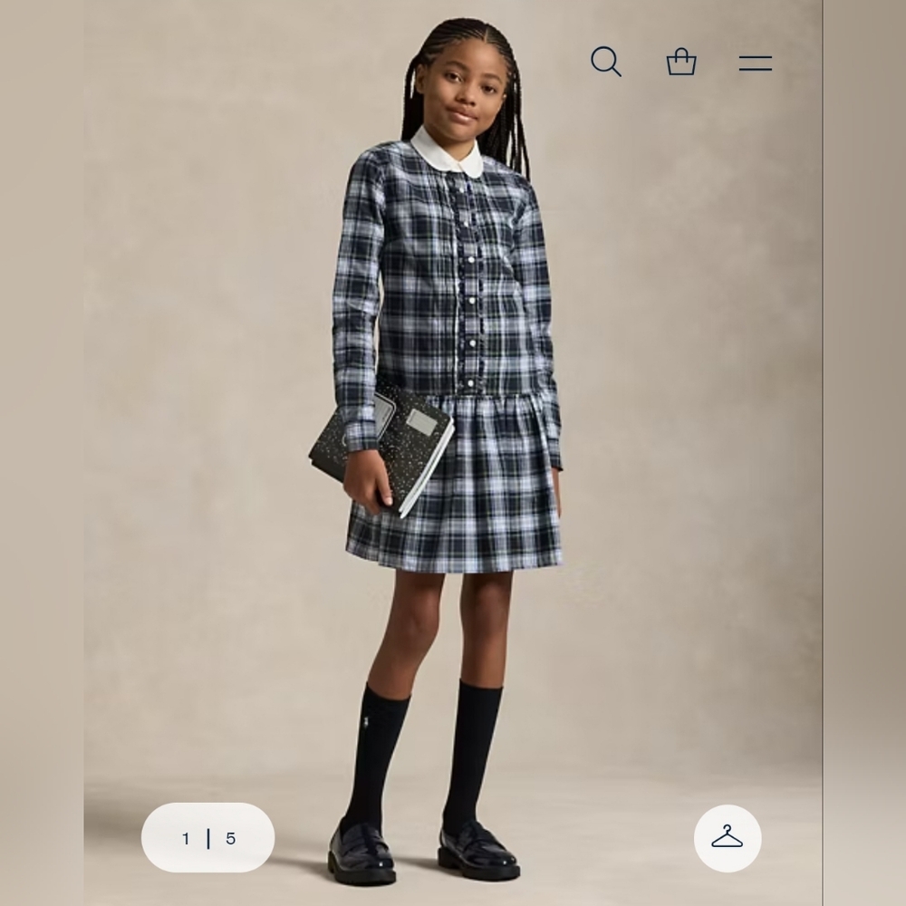 Ralph Lauren Polo Plaid Long Sleeve Drop Waist Dress